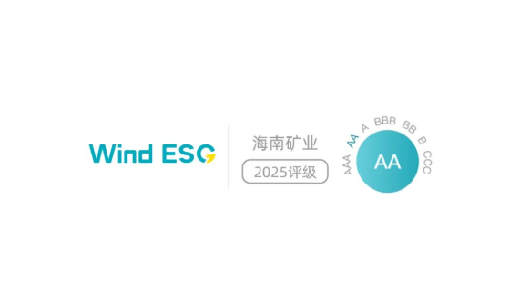 海南矿业 Wind ESG 评级跃升至“AA” 跻身行业前10%